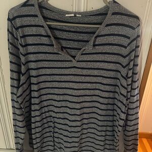 Striped Gray and Blue Women's Top